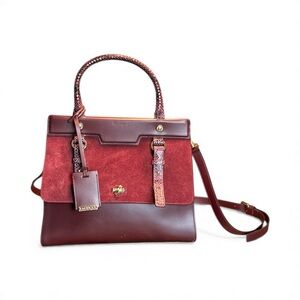 Iacucci bag Snake/leather/suede Satchel Wine Color EUC